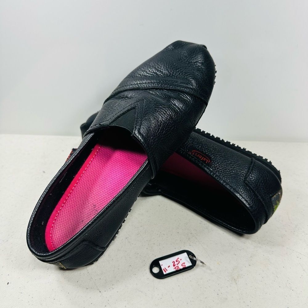 Laforst Jess Womens Black Leather Slip Resistant Flats, size 8.5